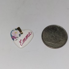 Emma Heart Shaped Kiln Fired Porcelain Metal Bail Pendant  Flower graphic