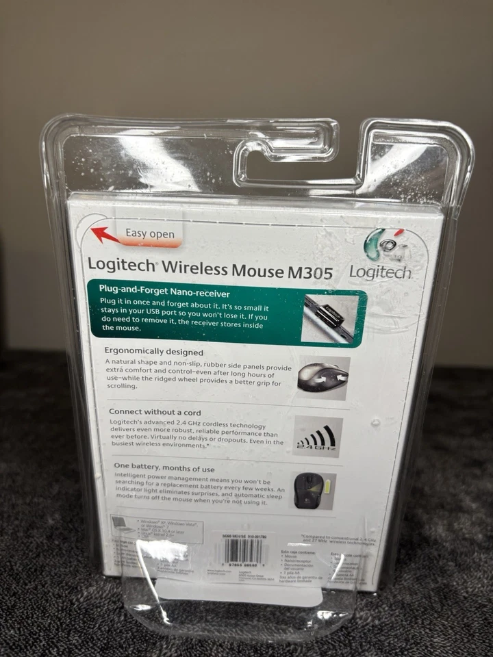 M305 Logitech SEALED!Wireless Blue Mouse Comfort New in Package - Image 2 of 2