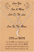 Stainless Steel Charm Sun and Moon Best Friend Couple Necklace Distance Matching