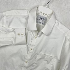 Charles Tyrwhitt White Dress Shirt Mens 17.5 34 Button Up Pocket Extra Slim Fit