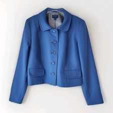 Pendleton Jacket Blazer 16 French Blue Cropped Fitted Button Front Pockets