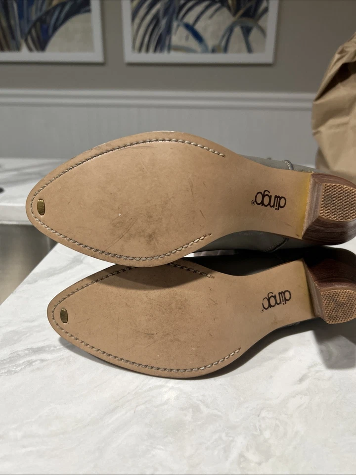 Botas vaqueras de cuero gris vintage DINGO para mujer talla 7M (6-6,5) tacón de 3,5" Foto 3 de 4