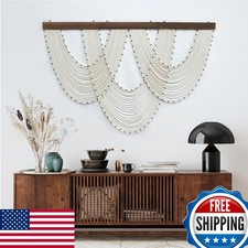 LB Large Macrame Wall Hanging - Beige 47x30 Inch Boho Wall Art