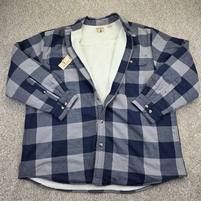 RedHead Sherpa Lined Flannel Shacket Men s 2XL Blue Gray Plaid Jacket NWT