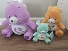 Vintage Care Bears Lot Of 3, 13", 10", 7 Stuffed Plush Animal Kenner 2003