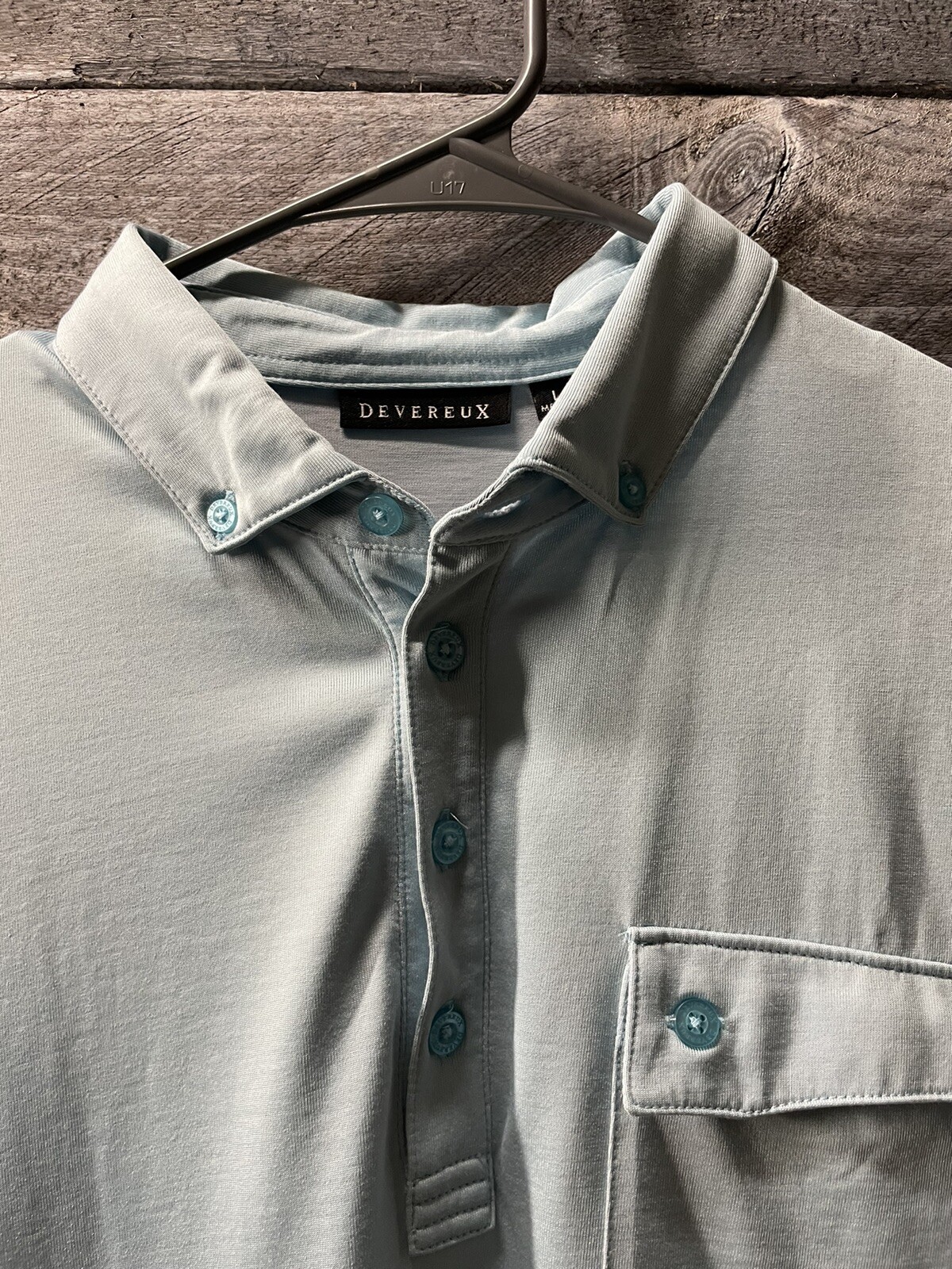 DEVEREUX Proper Threads Solid Blue Polo Size L - image 2