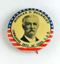 MORGAN G. BULKELEY PIN-BACK BUTTON   BASEBALL HALL OF FAMER