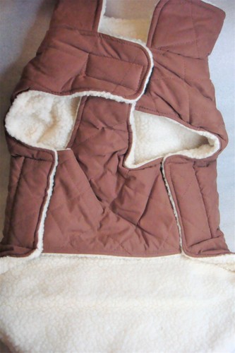 FRICSO Brown Quilted Sherpa Fleece Lined DOG COAT - XL (40-50 lb) - Picture 3 of 7