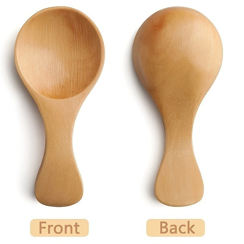 Cuchara pequeña de 10 piezas, cucharas pequeñas de madera con mango corto, mini cuchara de helado especiado Foto 2 de 4