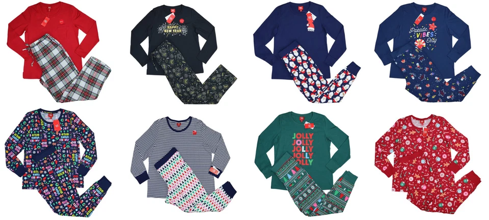 Conjunto de pijama de 2 piezas para mujer con tema navideño y pijama familiar nuevo con etiquetas elige estilo/talla