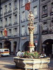 1975 Schutzenbrunnen Fountain Marksman Street Bern Switzerland Ektachrome Slide