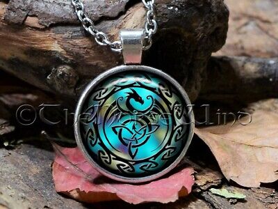 Gothic Nordic Viking Wolf Head Amulet Rune Tibetan Silver Cord Necklace UK Sell