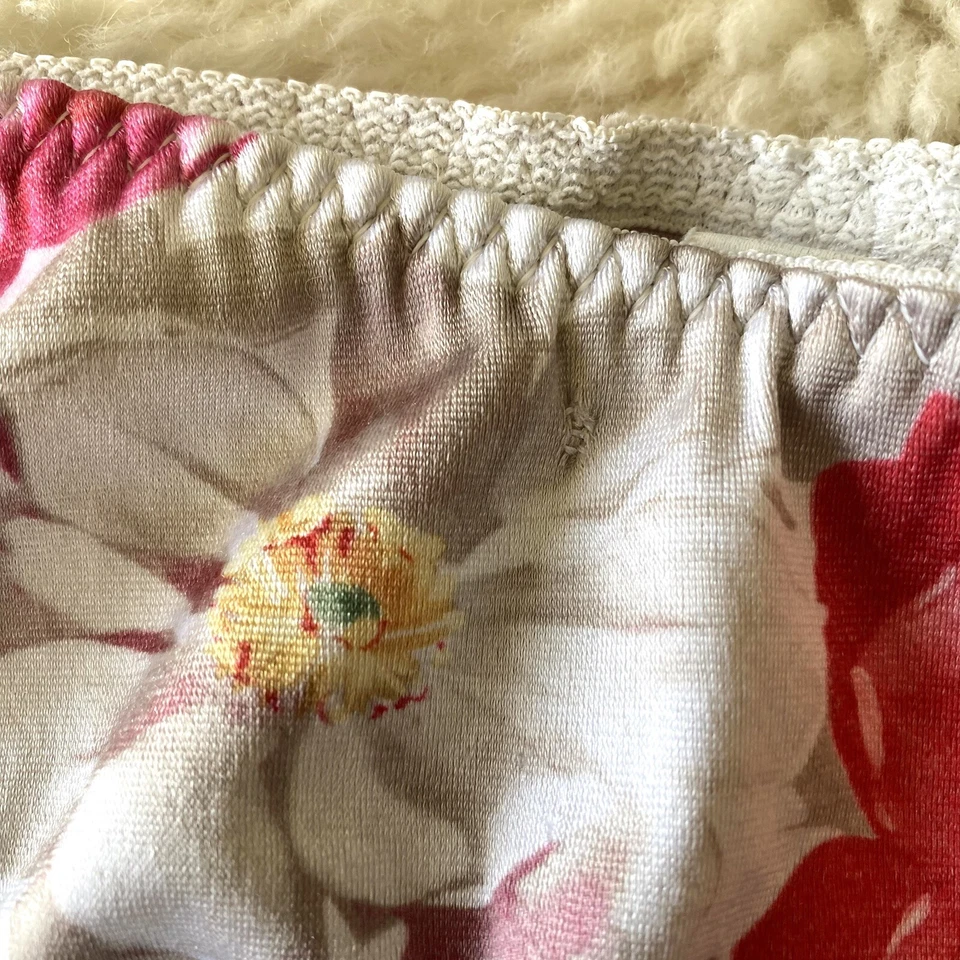 Bragas de bikini vintage florales brillantes SATÉN ELÁSTICO segunda piel L/7 EE. UU. Foto 4 de 4