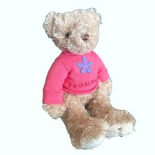 FAO Schwarz Teddy Bear Tan Plush Pink Shirt Sweatshirt Stuffed 16" Purple Flower