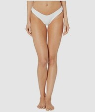 95 Onia Women's White Chiara Ribbed Bikini Bottoms Swimwear Size L