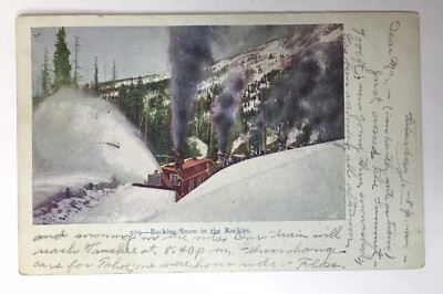 Bucking Snow in the Rockies 509 Antique Postcard Undivided Back Posted 1908