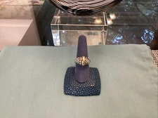 Authentic David Yurman  Shrimp Ring 925 Sterling Silver  & 14k Gold Size 7.5