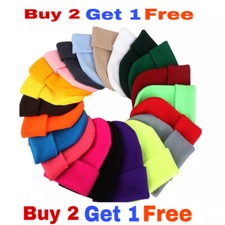 Beanie Acrylic Knit Ski Skull Hat Cap Cuff Winter Warm Slouchy Men Women Unisex