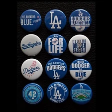Los Angeles Dodgers / Pinback Buttons (Set of 12) / 4 Size options