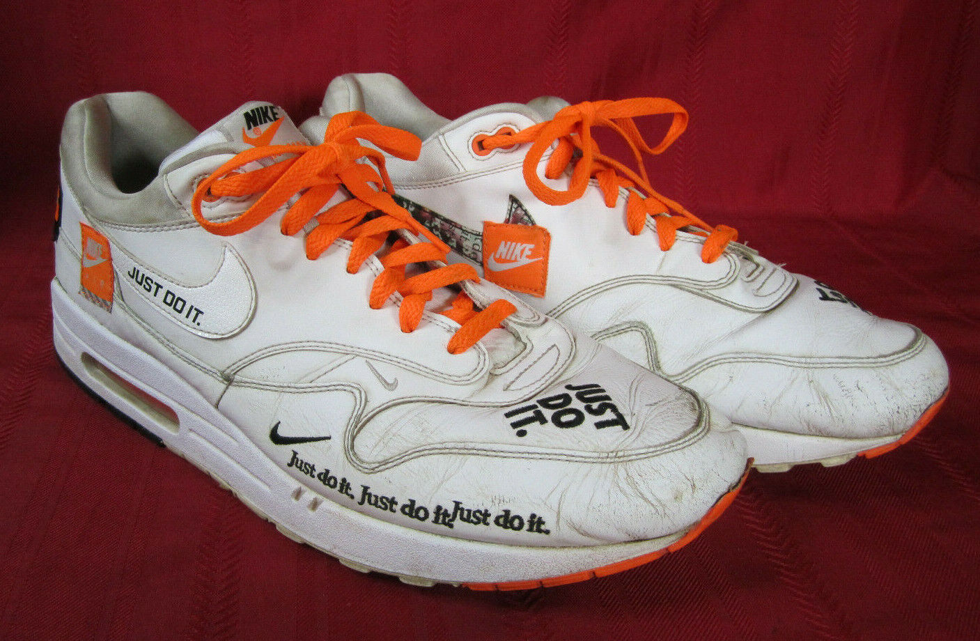 Nike Air 1 Do It" A01021-100 Men's 13 Sneakers White Orange eBay