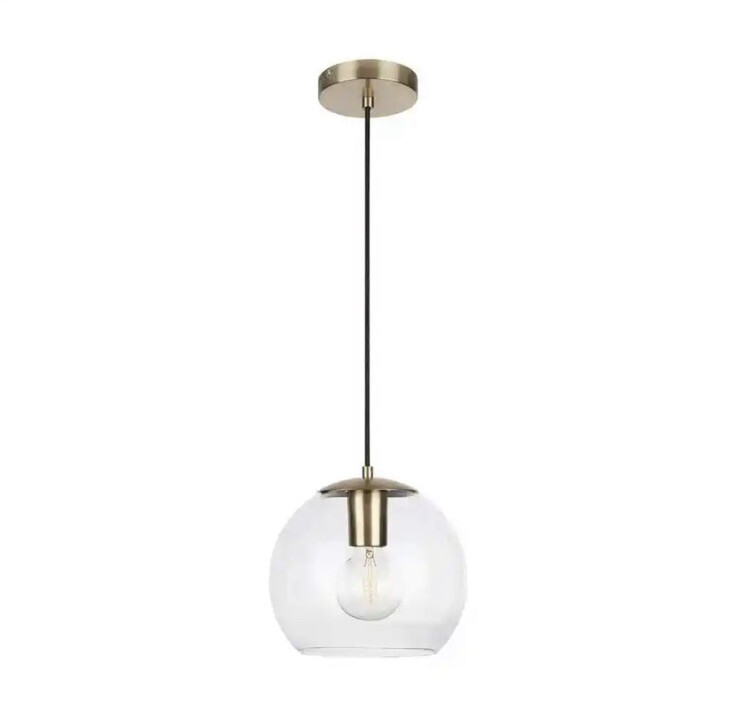 Home Decorators Collection 1-Light Antique Brass and Glass Mini-Pendant AF42409S