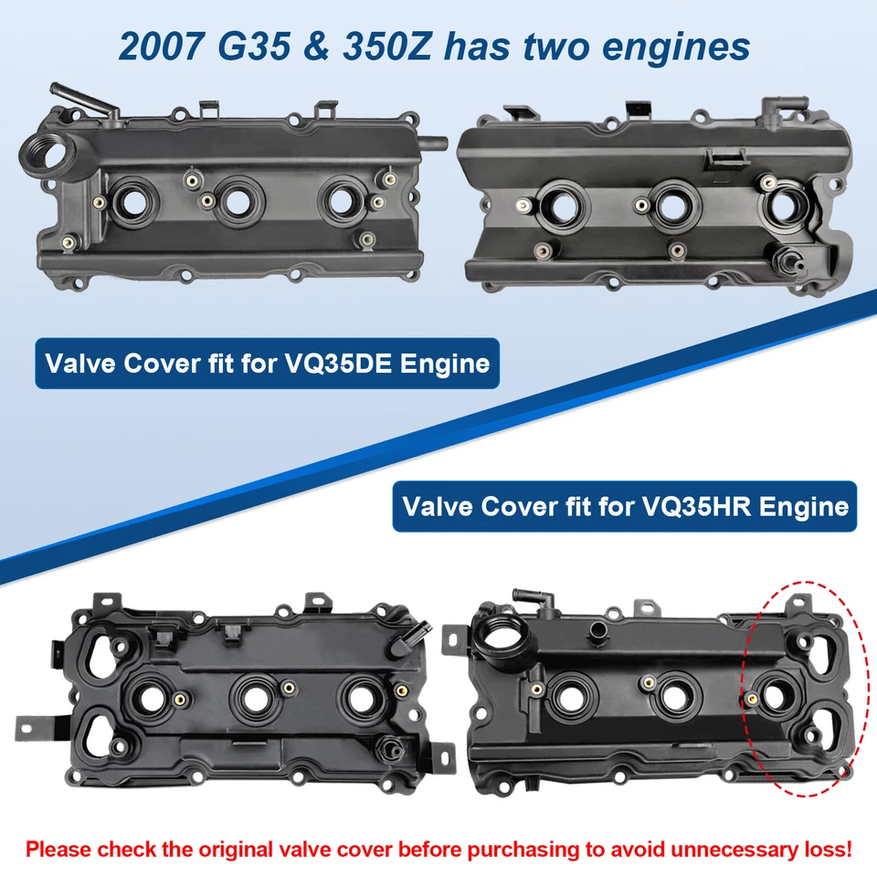 Juego de 2 Cubiertas de Válvula de Motor Kit para Infiniti FX35 G35 M35 2003-2007 Nissan 350Z Foto 3 de 4