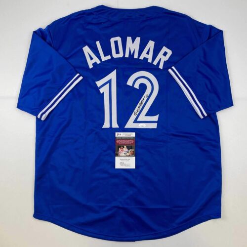Maillot de baseball bleu dédicacé/signé Roberto Alomar Toronto JSA COA - Photo 1 sur 4