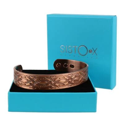 SISTO X Chunky Copper Magnetic Bracelet/Bangle Waves Design 6 Magnets Health Rare Earth