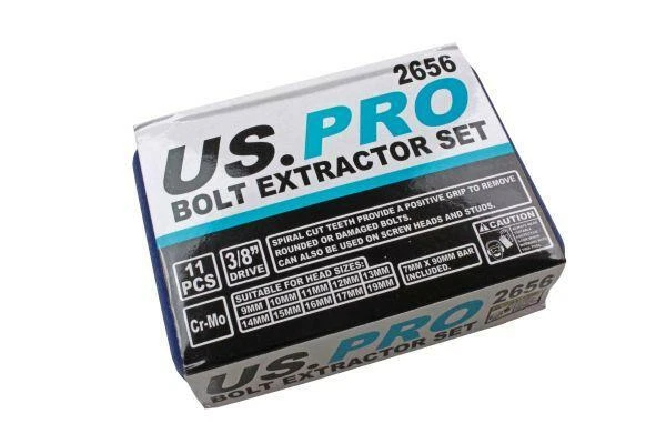 US PRO Tools 11pc Bolt Nut Extractor Set, Damaged Heads Studs Twist Sockets 2656 - Image 4 of 4