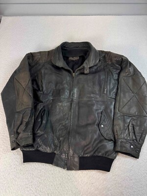 Vtg The Mens Store Bloomingdales Genuine Leather Full Zip Blck