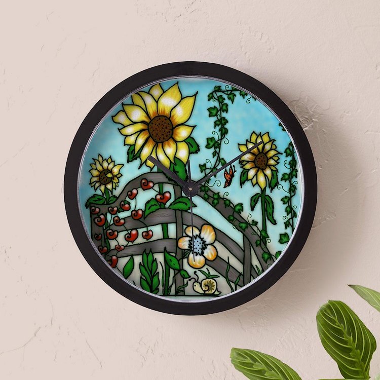 CafePress The Sunflower Garden 10" Wall Clock (1274697050)