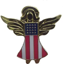 Pack of 6 Gold Finish USA Flag Angel Bike Motorcycle Hat Cap Lapel Pin HP6057