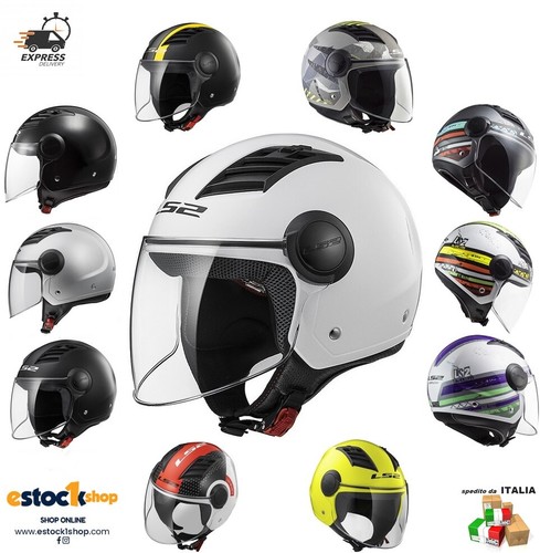 NEW 2021 - CASCO JET VISIERA LUNGA LS2 OF562 AIRFLOW - ORIGINALE - VARI  COLORI | eBay