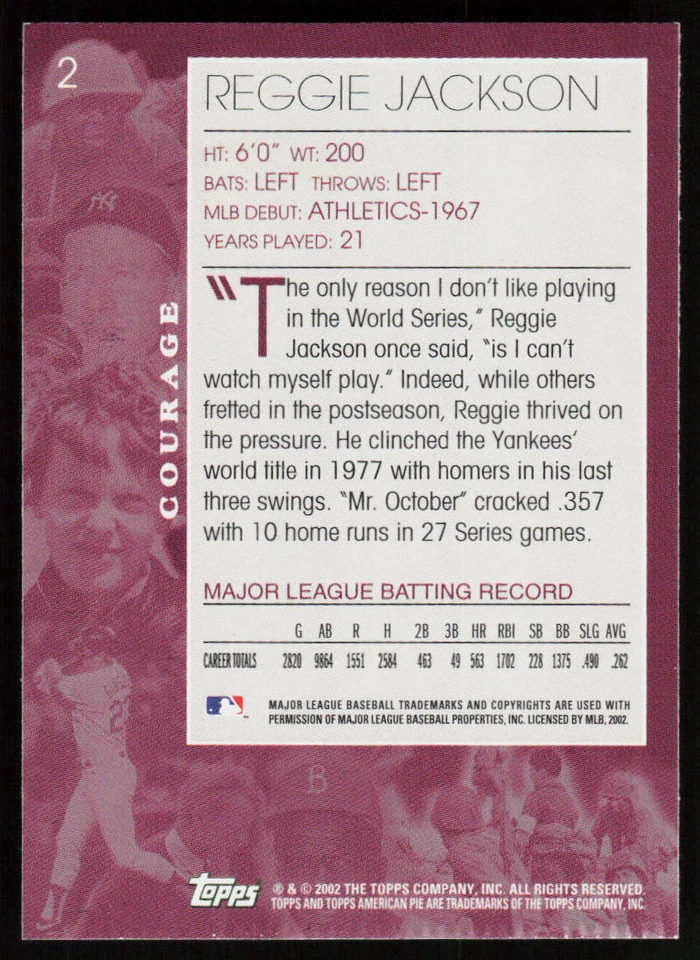 2002 TOPPS AMERICAN PIE Reggie Jackson #2 BASEBALL California Angels - Image 2 of 2