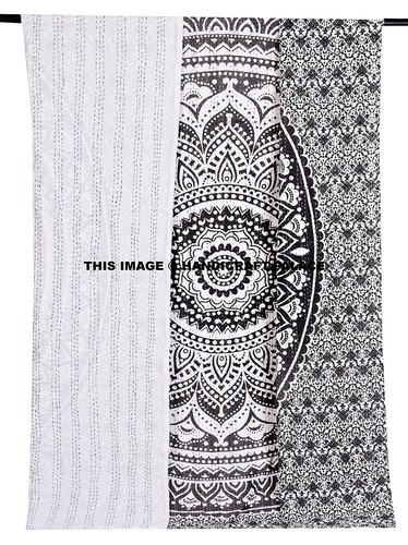 Couvre-lit / Tenture Murale Mandala - Noir Et Or - 240x215 Cm - Coton Indien - Taille Queen