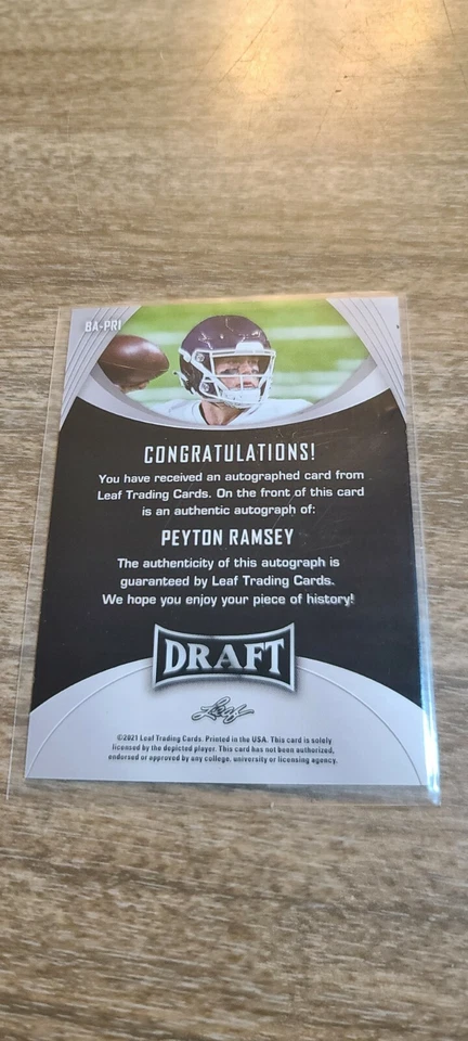 2021 PEYTON RAMSEY LEAF DRAFT BOLD AUTO ROOKIE BLUE PARALLEL  SP   NEW - Image 2 of 2