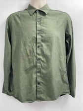 KENNETH COLE NEW YORK Men's Long Sleeve Button Front Green Shirt Size S