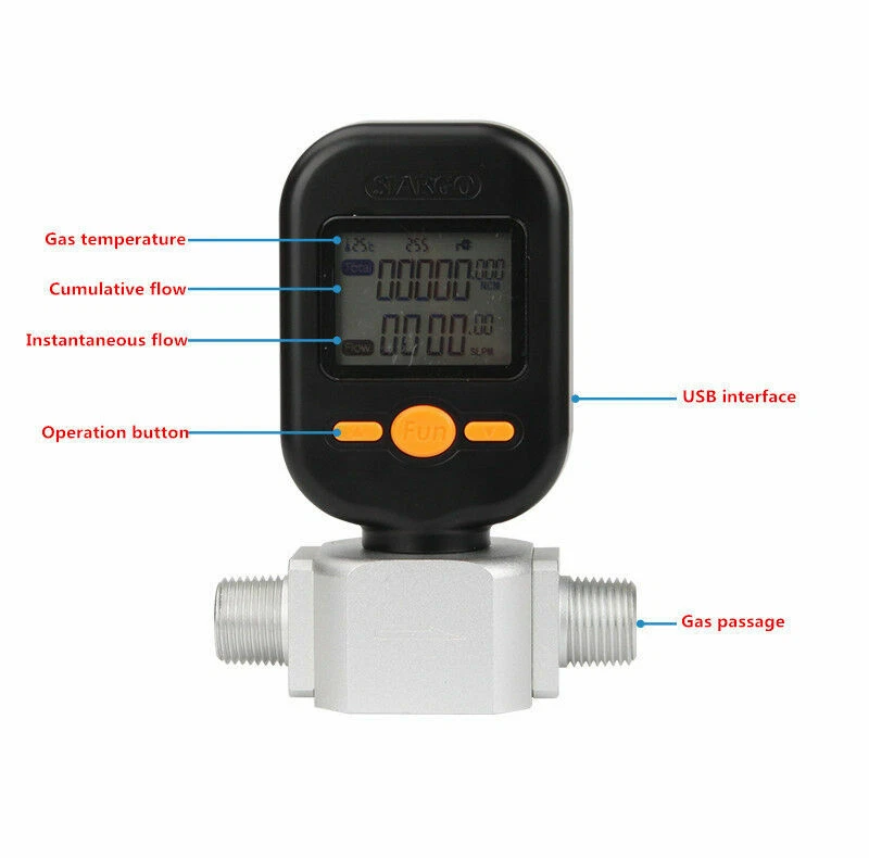 Protable MF5712 200L/min Professional Digital Gas Air Nitrogen Oxygen Flow Meter - Image 4 of 4