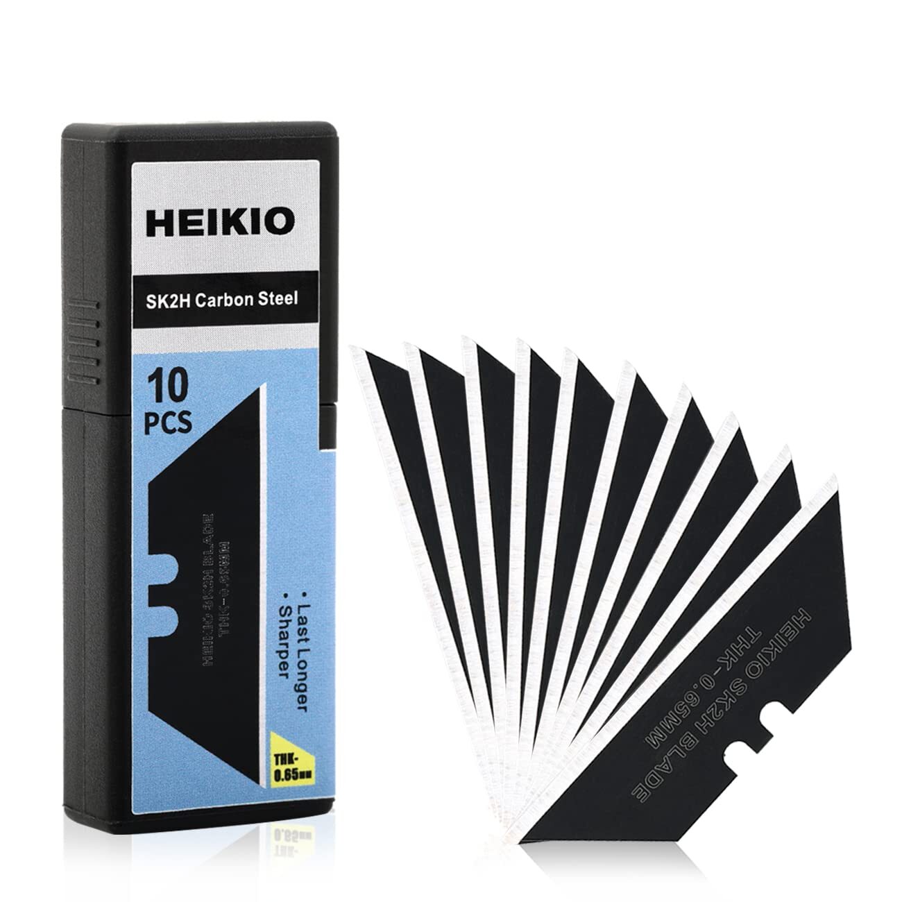 HEIKIO Utility Knife Blades, Pack of 10 Standard Replacement Blades for Heavy...