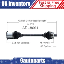 Fits 2002-2007 2008 Audi A4 S4 RS4 w/ Manual Trans. Front Left CV Axle CV Joint