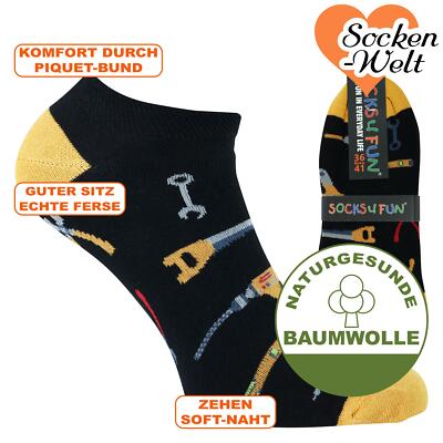 8-16 Paar Fleißige Handwerker lustige Motivsocken Sneaker Socken schwarz