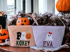 Personalized Halloween basket /trick-or-treat Bags / Custom Halloween Bags