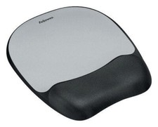 Fellowes Memory Foam Mouse Pad Wrist Rest 7 15/16 x 9 1/4 Black Silver 9175801