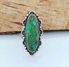 Green Turquoise Gemstone Ring Handmade 925 Sterling Silver Ring All Size R327