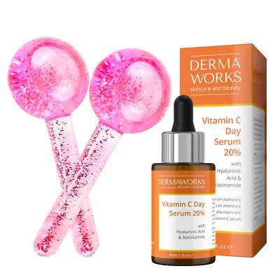 Damen Hautpflege Paket - Aufhellendes Vitamin C Serum + Eiskugeln für Gesicht