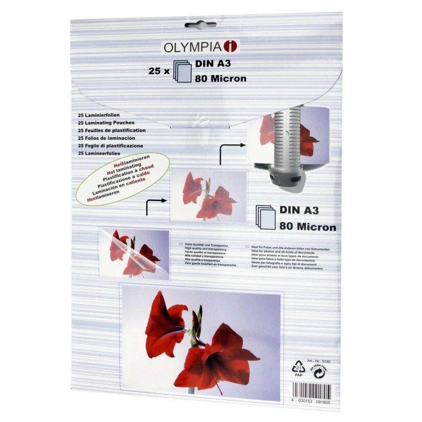 OLYMPIA Laminierfolie 25 X DIN A3 80 Mikron