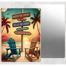 Beach Sunset Tin Sign Door Home Wall Decor Metal