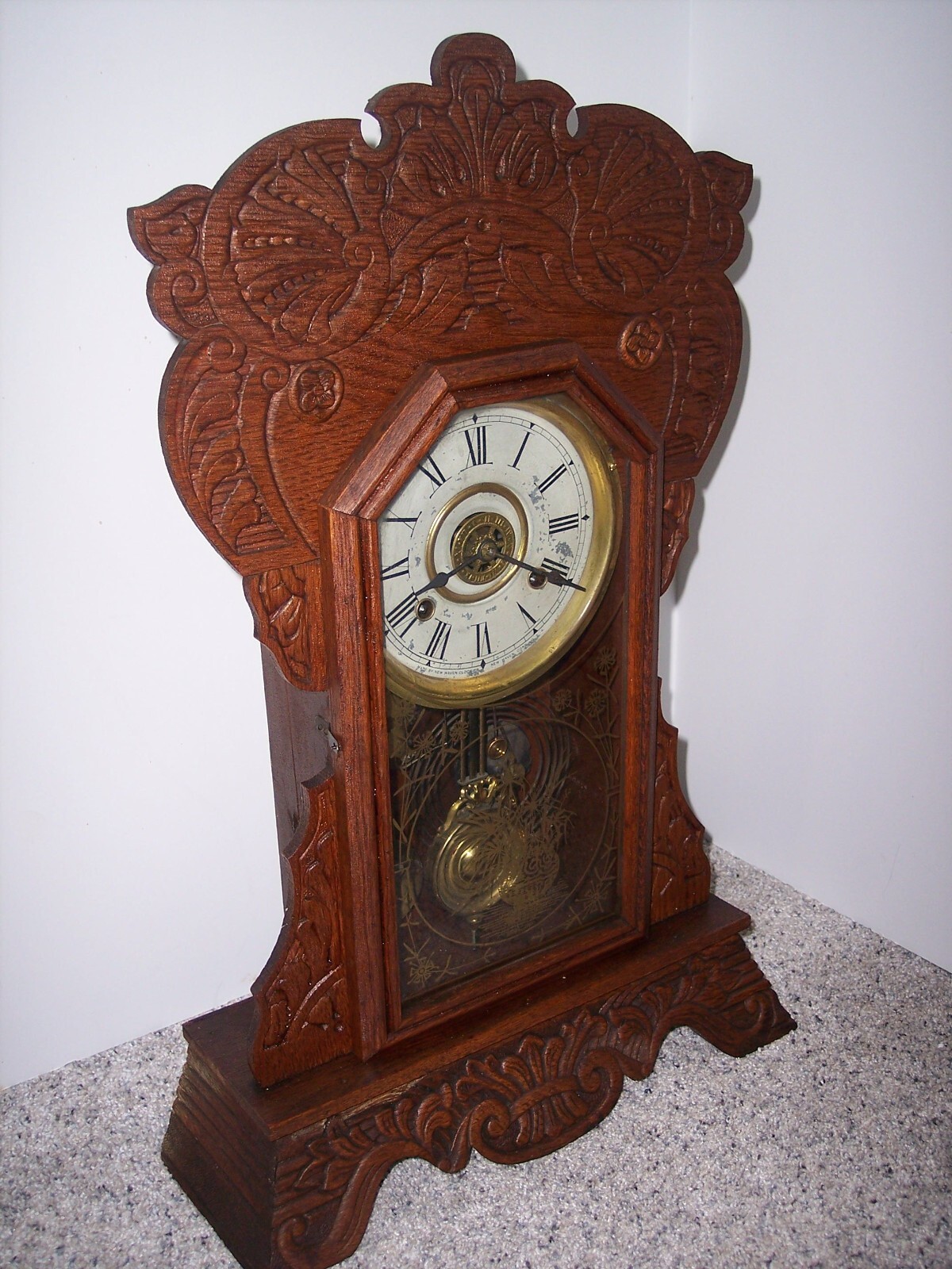 Antique New Haven Kitchen Parlor Gingerbread Mantle Clock Just Serviced