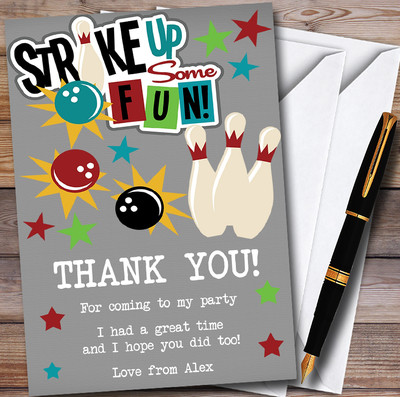 Strike Up Some Fun Bowling personalisierte Party Dankeskarten