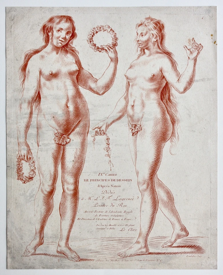 Kupferstich aus P.T. Le Clerc "Cahier de Principes De Dessein d'Après la Nature" - Bild 2 von 4